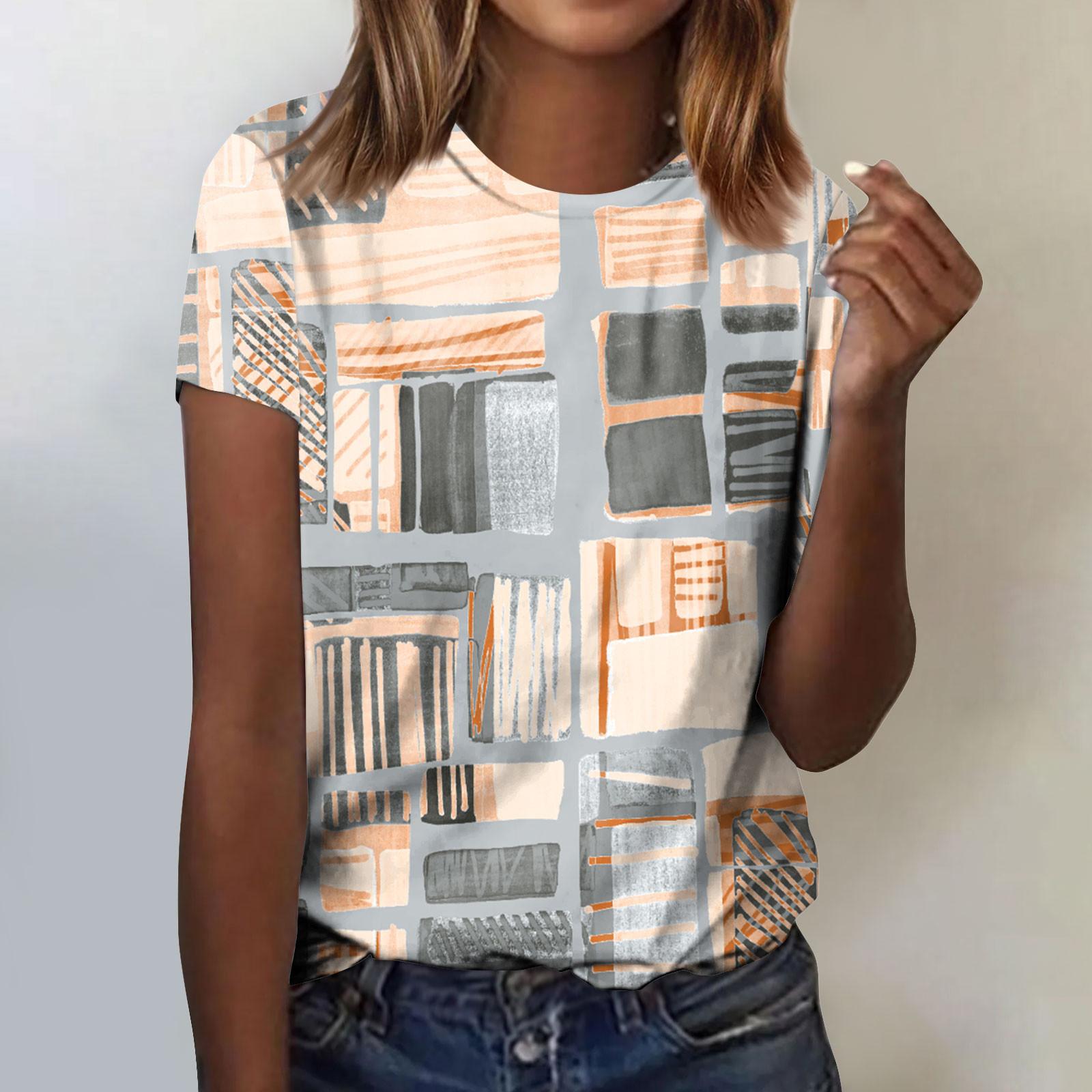 

Женская модная повседневная футболка в стиле ретро с круглым вырезом и коротким рукавом XXL оранжевый