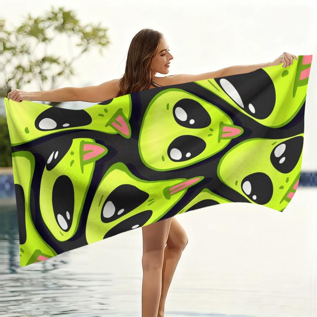 1 Stück Lustiges Alien Emoji Strandtuch Schnelltrocknendes Handtuch Geeignet für Meeresufer Pool Camping Urlaub Yoga Für Familie Freunde Kinder