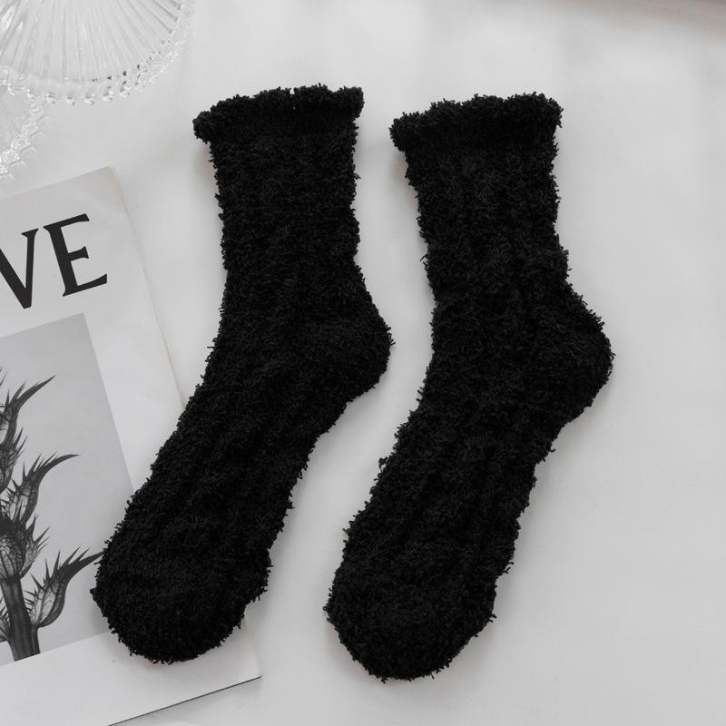 5/10 Pairs Casual Autumn Winter Twisted Coral Velvet Floor Socks for Home Use Warm and Fluffy Non Shedding Mid Calf Socks Thickened Socks for Children