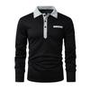 Autumn Men's Casual Button Lapel Solid Color Long Sleeved Polo Shirt