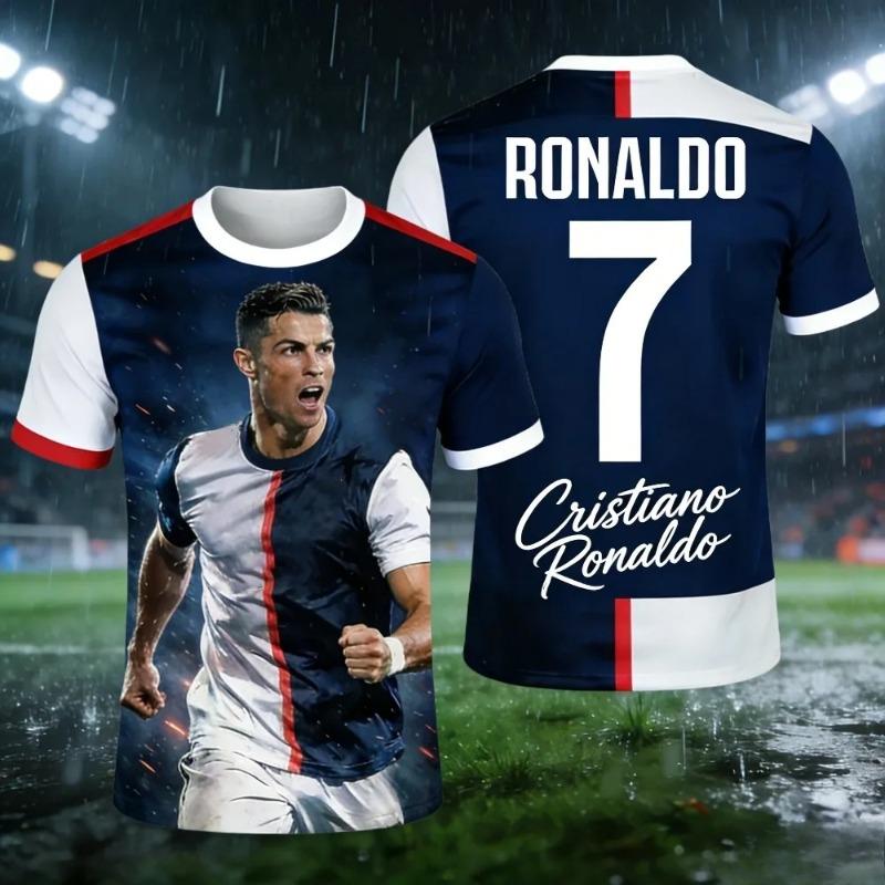 Portugal Ronaldo No.7 Black Gold Raglan Signature Soccer Jersey 3D All Over Print Breathable Streetwear Unisex Sports T Shirt