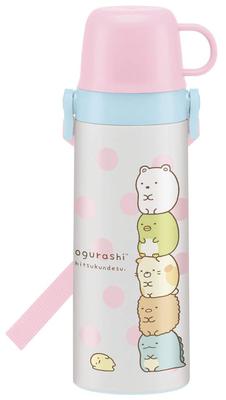 Water Bottle with Stainless Sumikko Gurashi STGC6N 2-Way Cup, Steel, Design, 600ml,