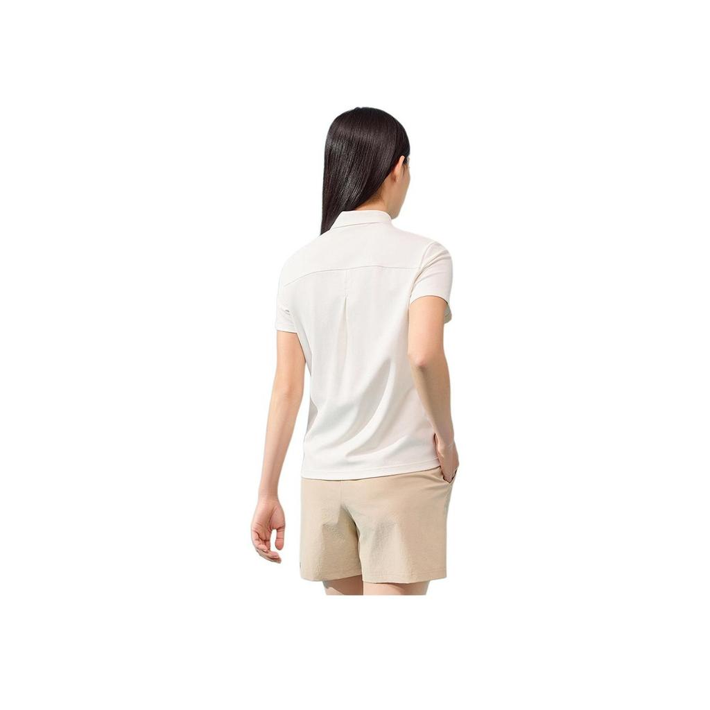 Anta Training Series Solid Color Running Sports Polo Shirt Women tops Paper-White 162427121-1