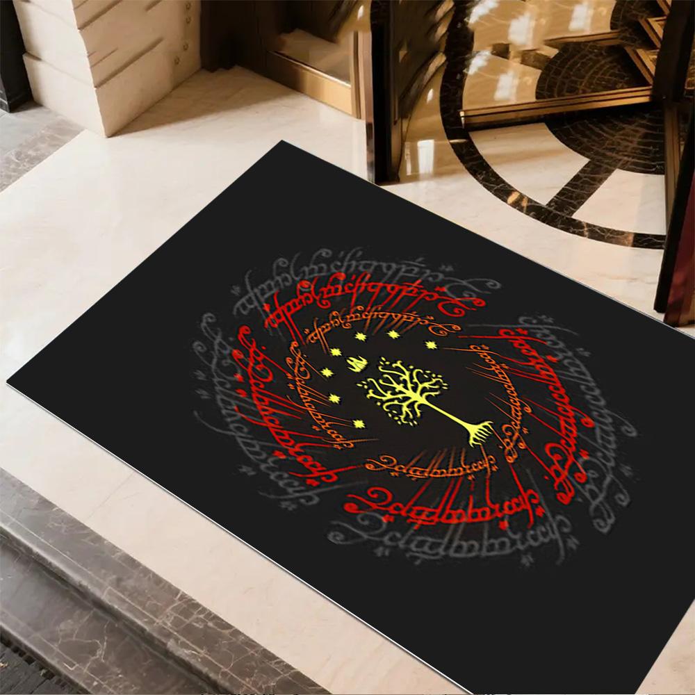 Lord Rings Symbol Carpet Design for Hallway Balcony Entryway Playrooms Antislip Carpet Office Home Decor Wedding Party Gift