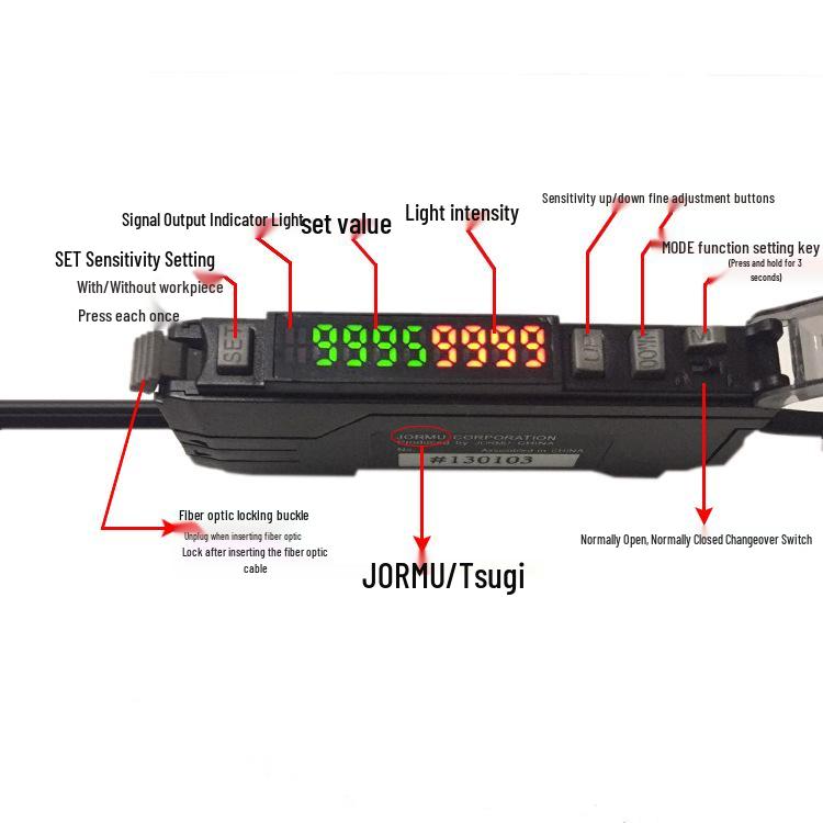 JORMU FX-51N/51P Fiber Optic Sensor Amplifier with NPN/PNP Digital Display and Delay Function