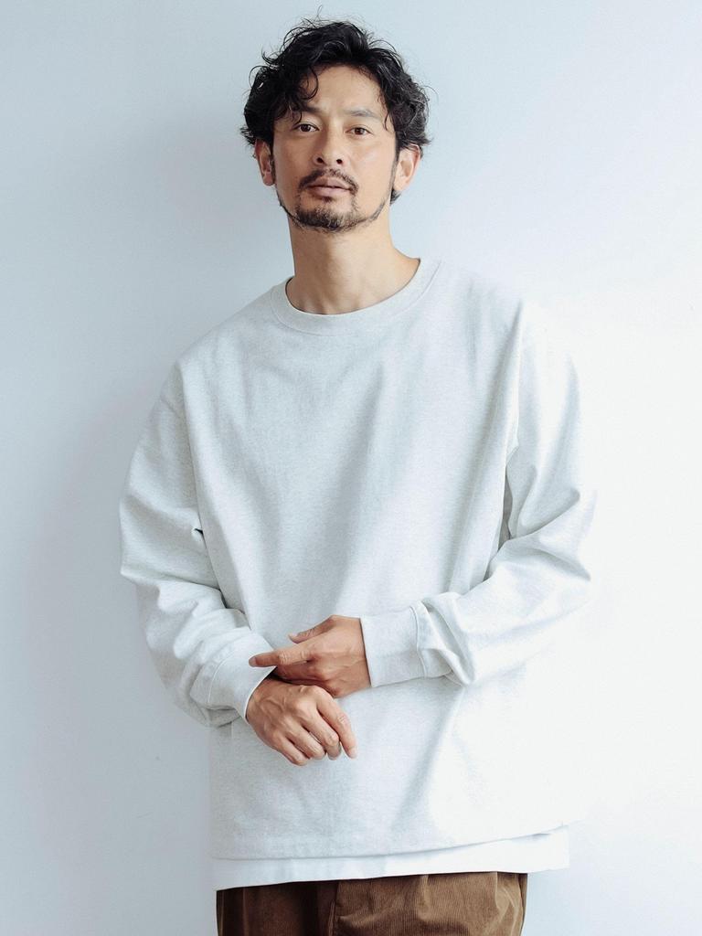 B:MING LIFE STORE by BEAMS Men's ASH L/S TEE B:RelaxFit H/W_CN (Size S_92140229147)