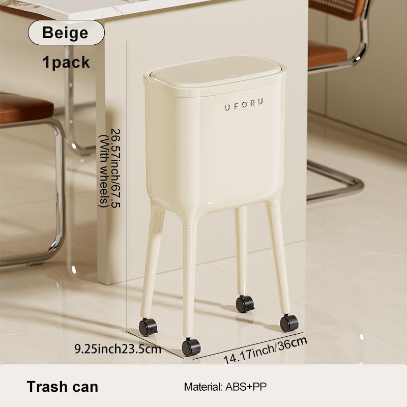 UFORU Tall No Bending Trash Can Universal Wheels Double Barrel Creative Waste Bin for Kitchen Living Room Bedroom