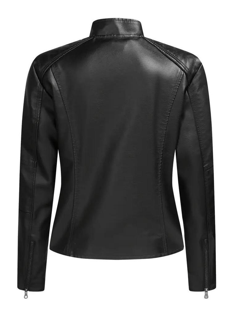 European & American Women's Leather Motorcycle Jacket - Fashion Zipper Short Vintage Coat