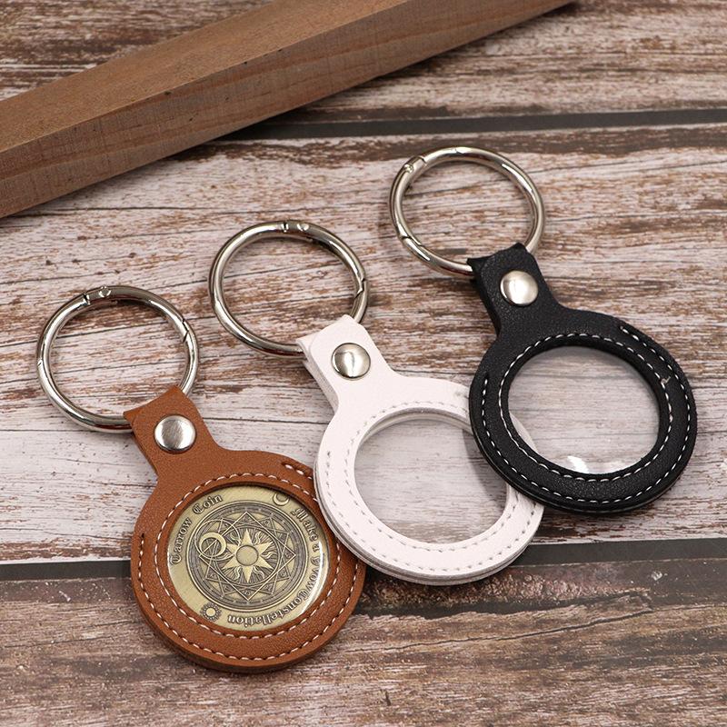Badge Decision Coin Storage Keychain Leather Case 30-38mm Commemorative Coin Protective Case