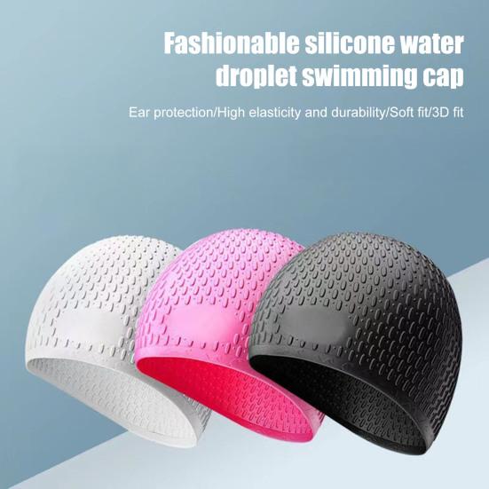 Adults Silicone Swimming Cap, Water Resistant Lightweight Swim Hat, Non-slip Elastic Men Women Bathing Cap for Swimming Pool, Beach