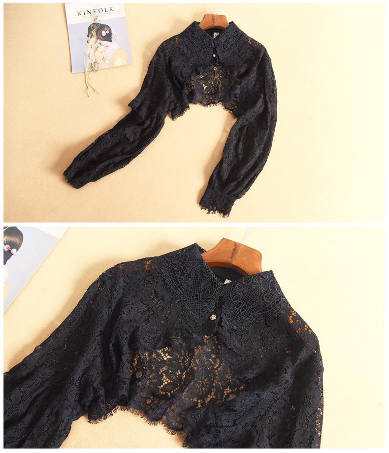 Koreanischer Stil Damen Spitzen-Mock-Kragen für Herbst-/Winterpullover