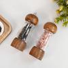 2 Pack Salt and Pepper Grinder Set, 6.7" Acrylic Salt and Pepper Mill Set with Adjustable Coarseness, Wooden Pepper Grinders Manual Slat Shakers