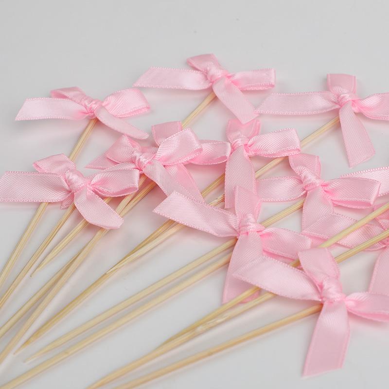 12Pcs Pink Bow Cupcake Toppers Kids Girls Birthday Party Cake Topper Decoration Baby Shower Wedding Bachelorette Party Supplies