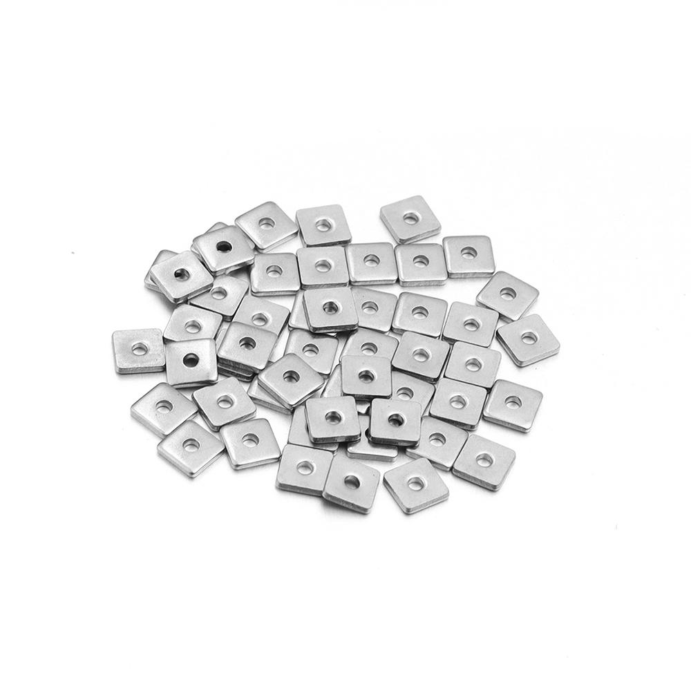 10-50pcs/Lot 4 5 6 8mm Gold Color Stainless Steel Square Flat Spacer Beads Small Hole Loose Spacer Beads Charms for Jewelry