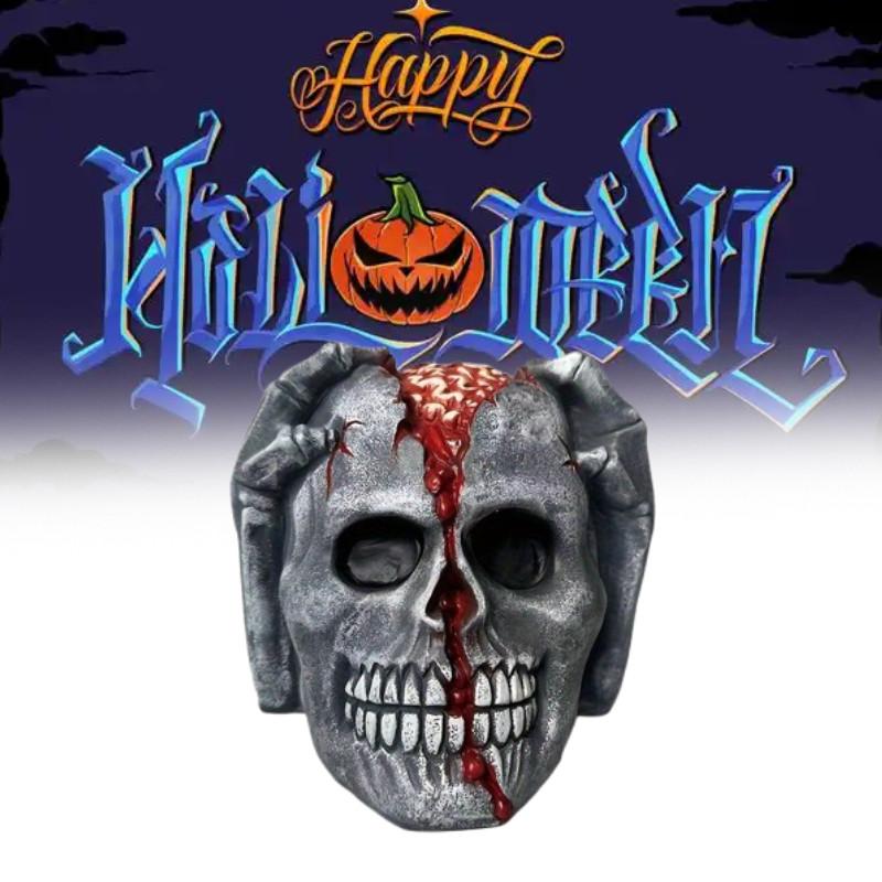 Halloween Skull Decor Figurine With Latex Material For Festive Atmosphere