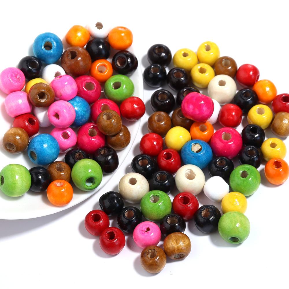 8 10 12mm Natural Wooden Beads Large Hole Loose Spacer Round Bead For Jewelry Making Diy Craft Bracelet Necklace Toy Accessories