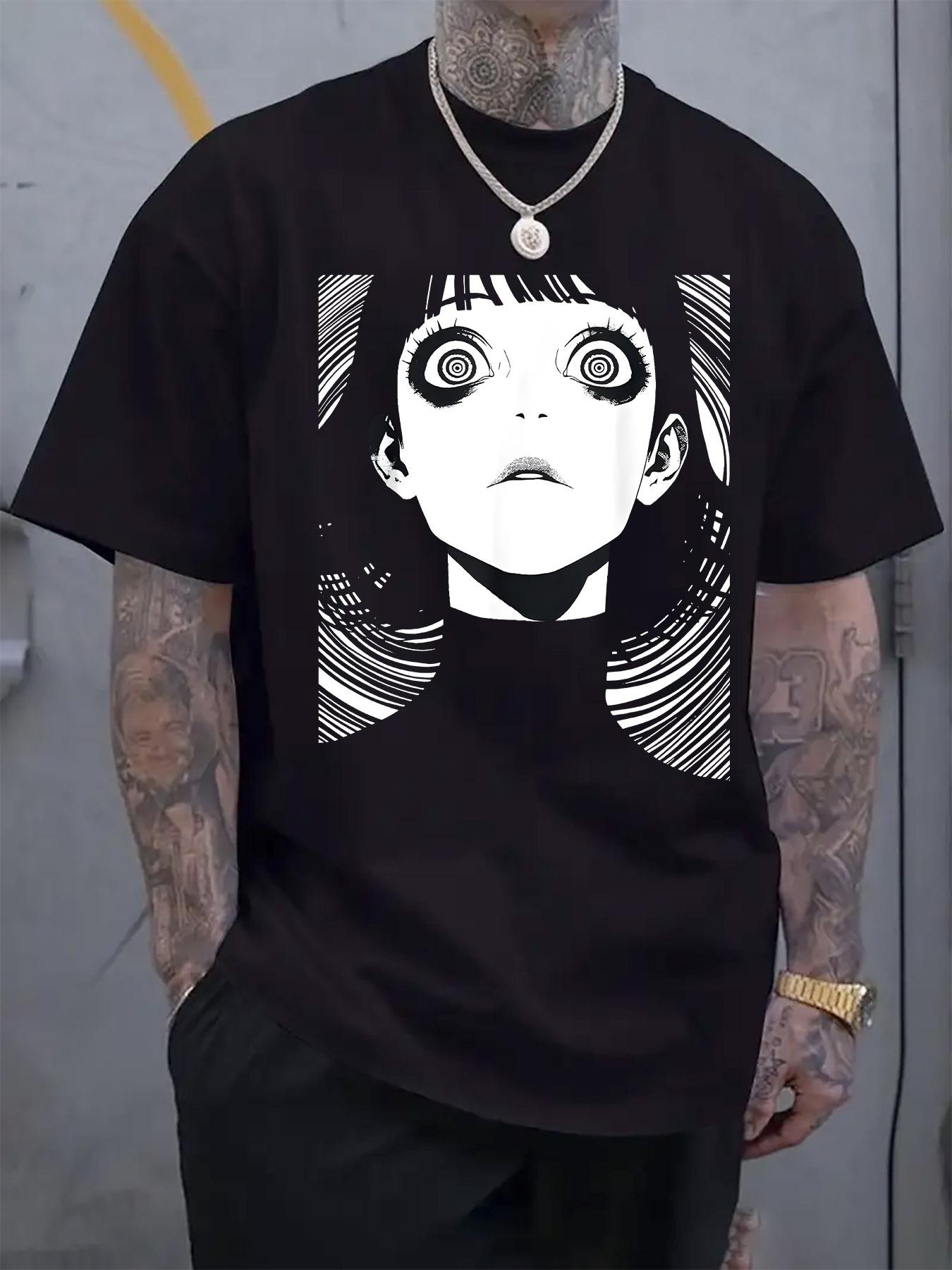 Black & White Shocked Expression Graphic Print T-shirt - Regular Fit Casual Short Sleeve Round Neck Tee for Summer XXXXL