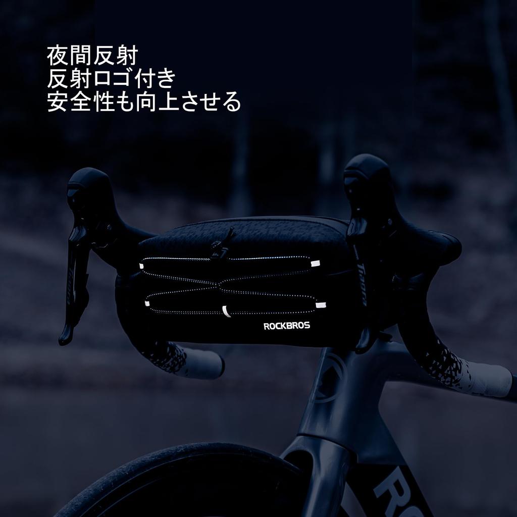 Rockbros Bicycle Front Bag Handlebar 2L Large Reflective Road Bike Waterproof Velcro Easy Shoulder Bicycle Outdoor Cycling Bag, Capacity, 3-Way,