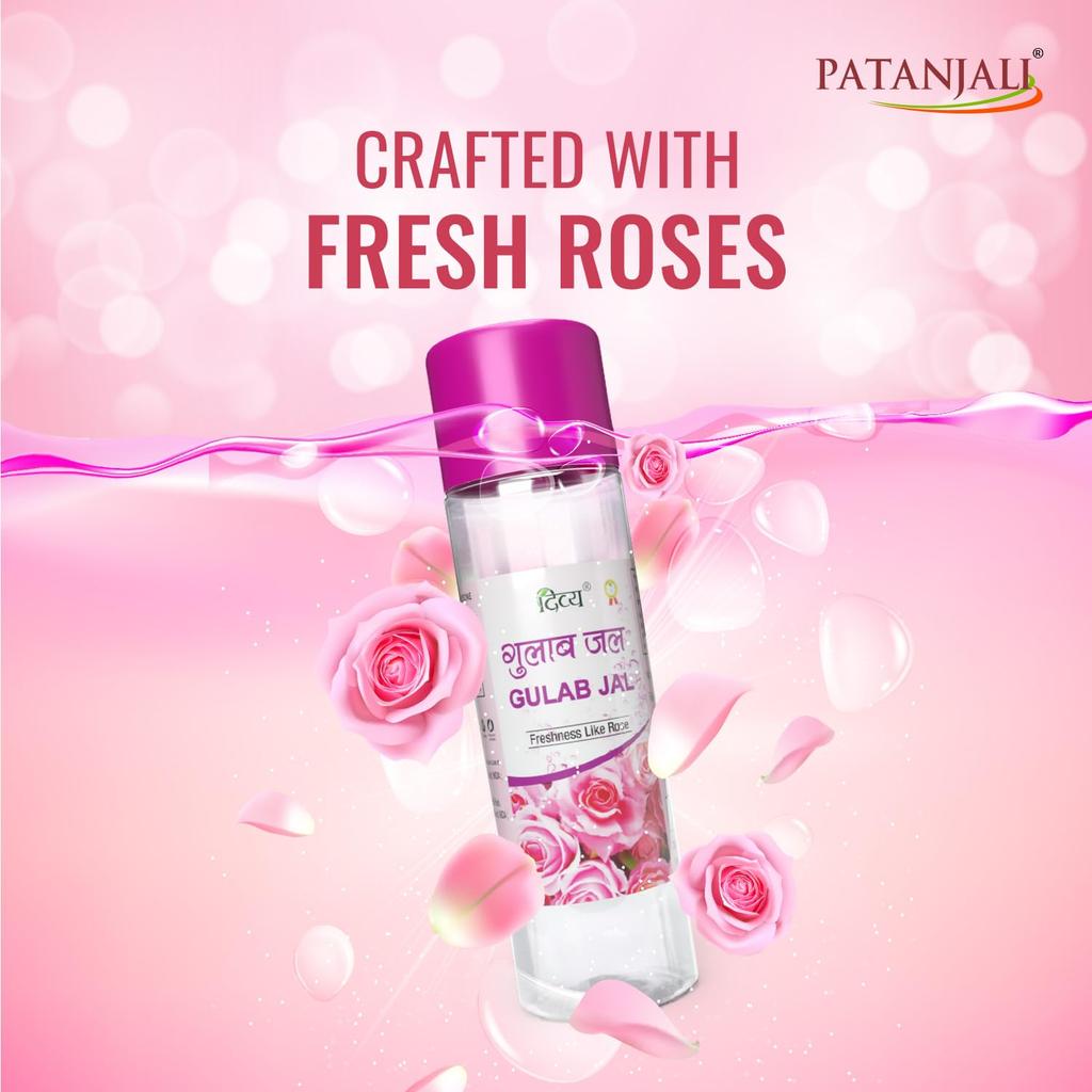 Patanjali Divya Gulab Jal Rose Water Facial Toner Hydrating Skin Care Mist 120 Ml X Pack Of 8 Daily Refreshing Use