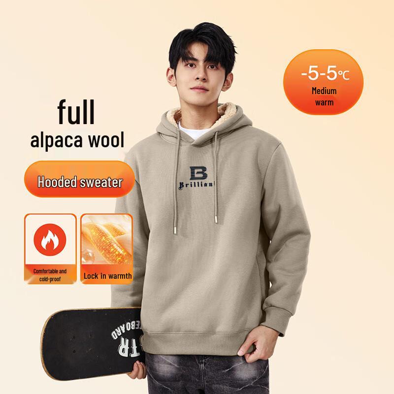 Baleno Herren Winter Lammwollgefüttert Kapuzenpullover