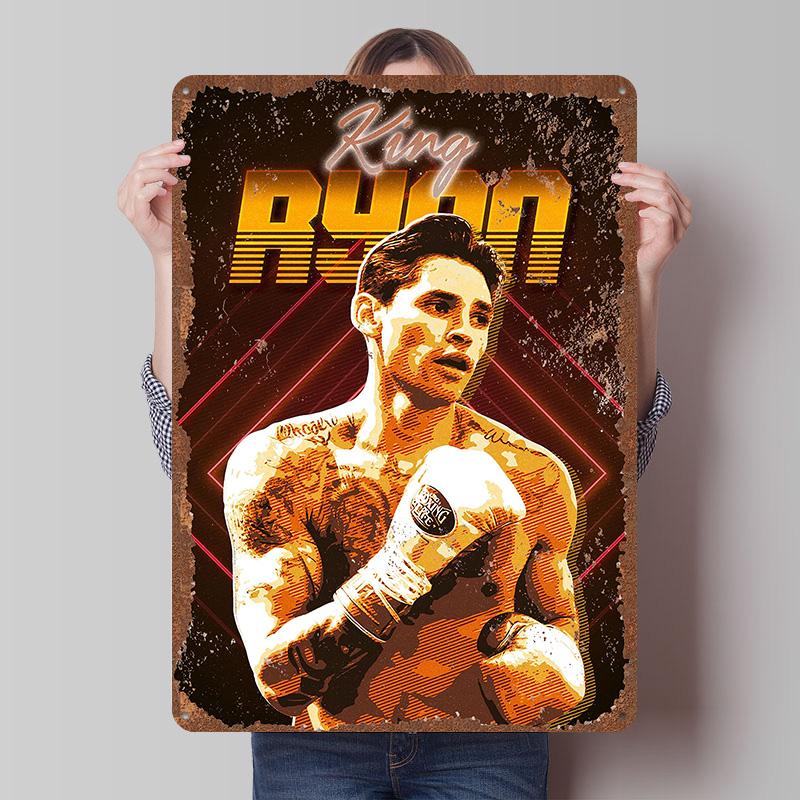 Ryan Garcia Boxer Metallposter Individuelle Vintage Metallschilder Wandkunst Retro Blechschild für Man Cave Schreibtischdekoration Wanddeko Home Deco
