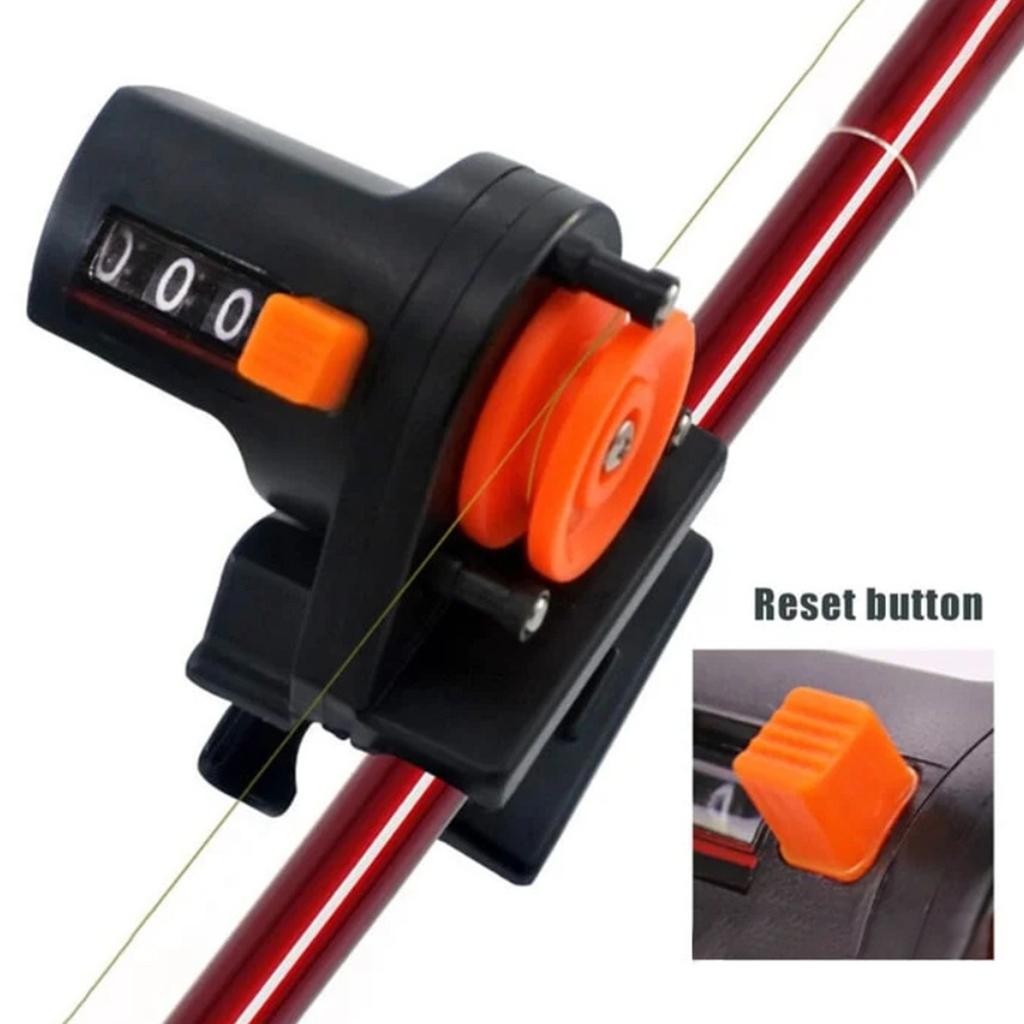 Fishing Line Counter Meter 0-999m Mechanical Line Measuring Tool with Adjustable Clip for Tracking Line Length on Fishing Reels