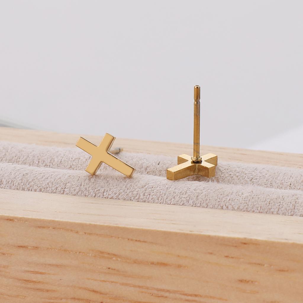 new fashion stainless steel cross earrings product temperament all match birthday anniversary earrings small gift
