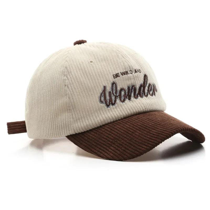 Fashion Autumn Winter Corduroy Baseball Cap for Men Women New Letter Embroidery Patchwork Soft Top Hat Unisex Hip Hop Caps