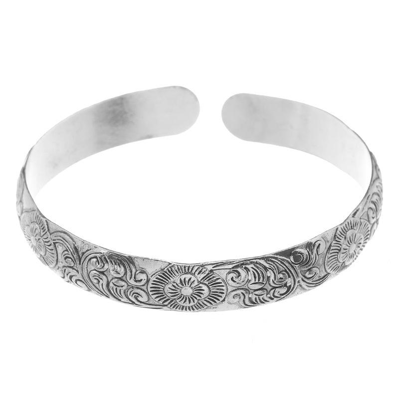 National Style Retro Hand-carved Bracelet Hand Ring Fashionable Court-style Personalized Open-ended Bracelet
