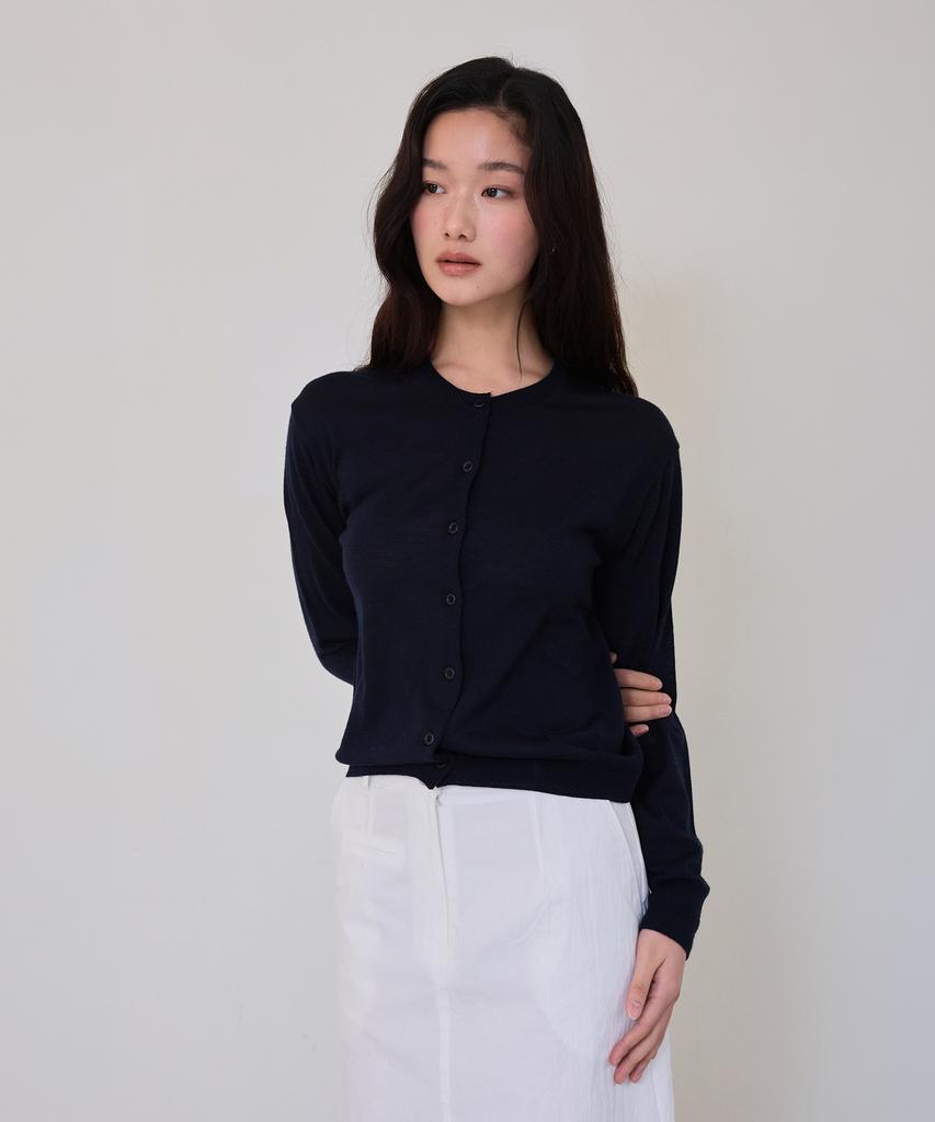 THEELO Shawl Collar Knit Cardigan (Navy)