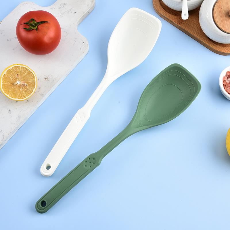 Kitchen Tool Silicone Spoon Multi Purpose Grip Comfortable Anti Slip Round Handle Large Cookware Tableware Spoon