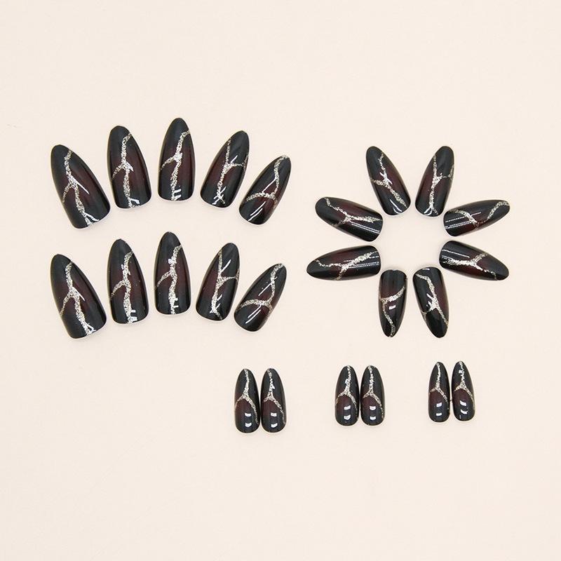 24 Pieces Sweet and Cool White Almond Nail European and American Fashion Cool and Elegant Girl Ins Wind Fake Nails