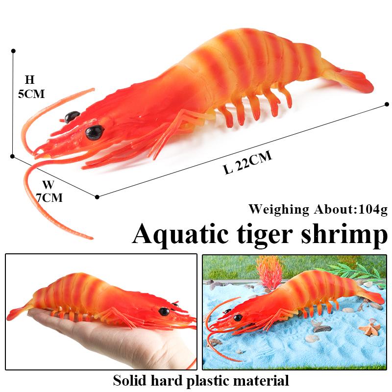 Oenux Ocean Animals Simulation Tiger Prawn Crayfish Shrimp Sea Life Model Figurines Action Figures Collection Toys For Kids Gift