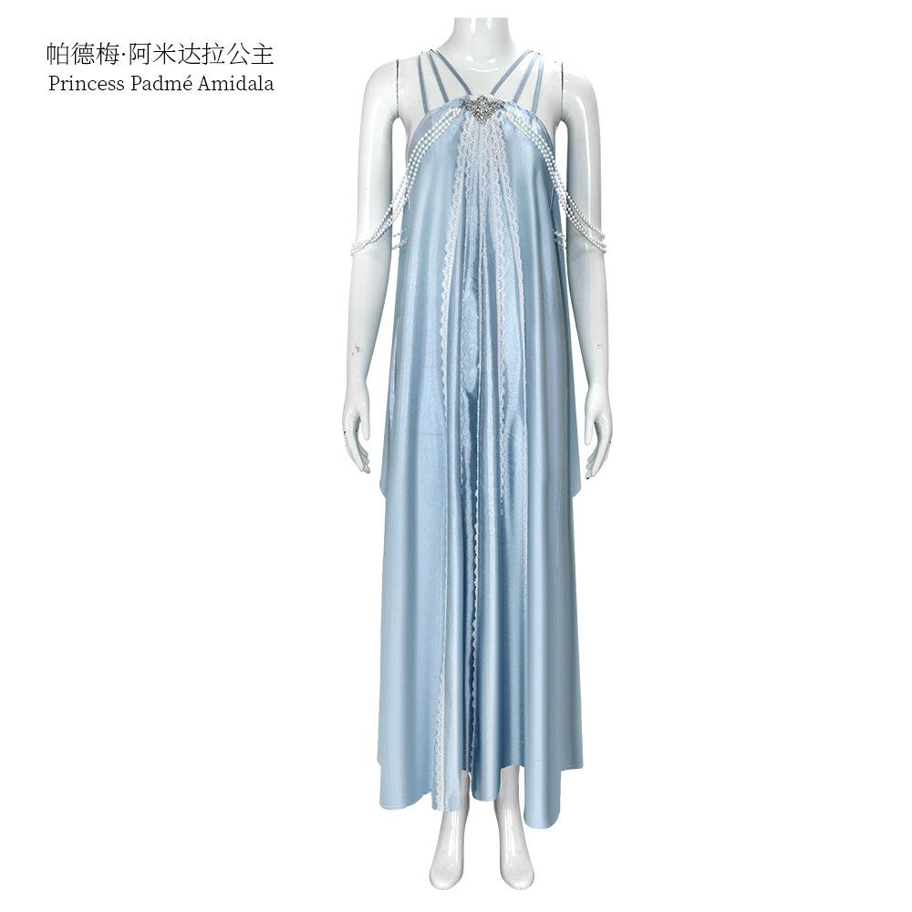 

Anime Padme Cosplay Fantasy Amidala Nightdress Strap Sleep Dress Movie Space Battle Costume Disguise Adult Women Fantasia Outfit S 40-45kg бежевый