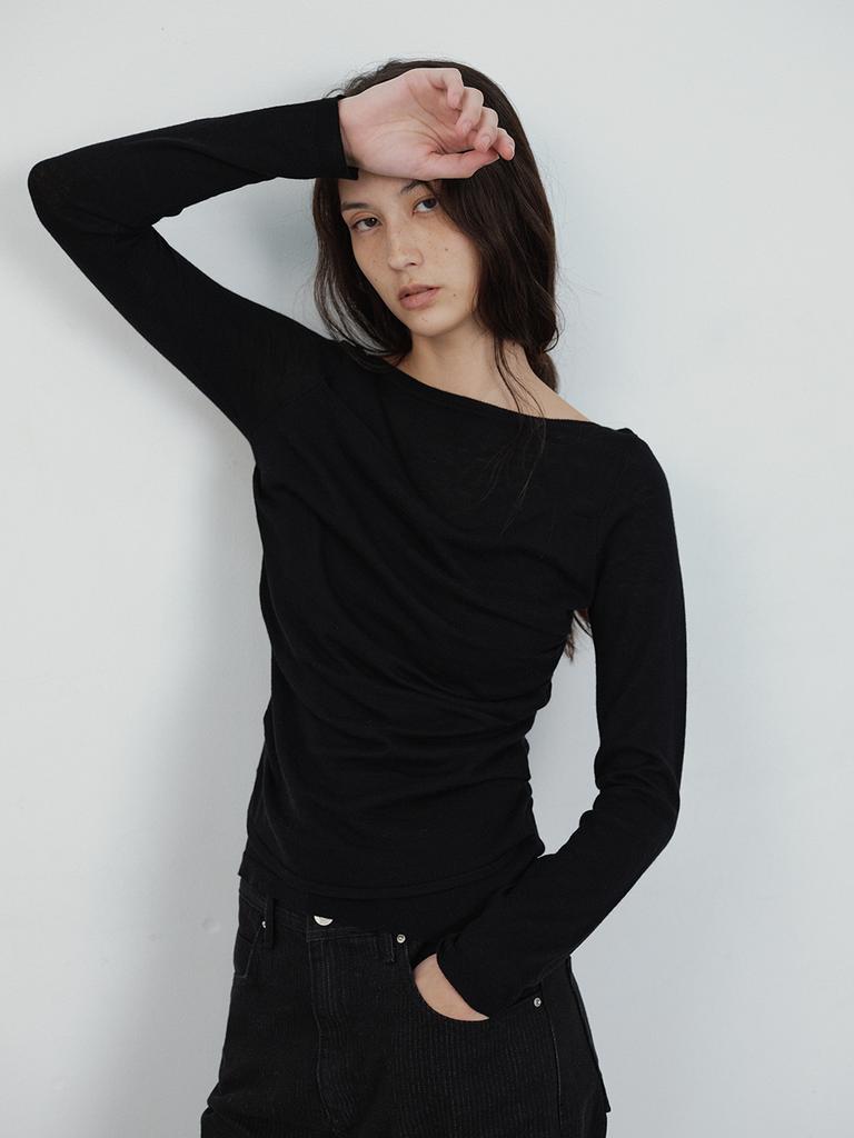 HUNCH Shirring Drape Knit Pullover