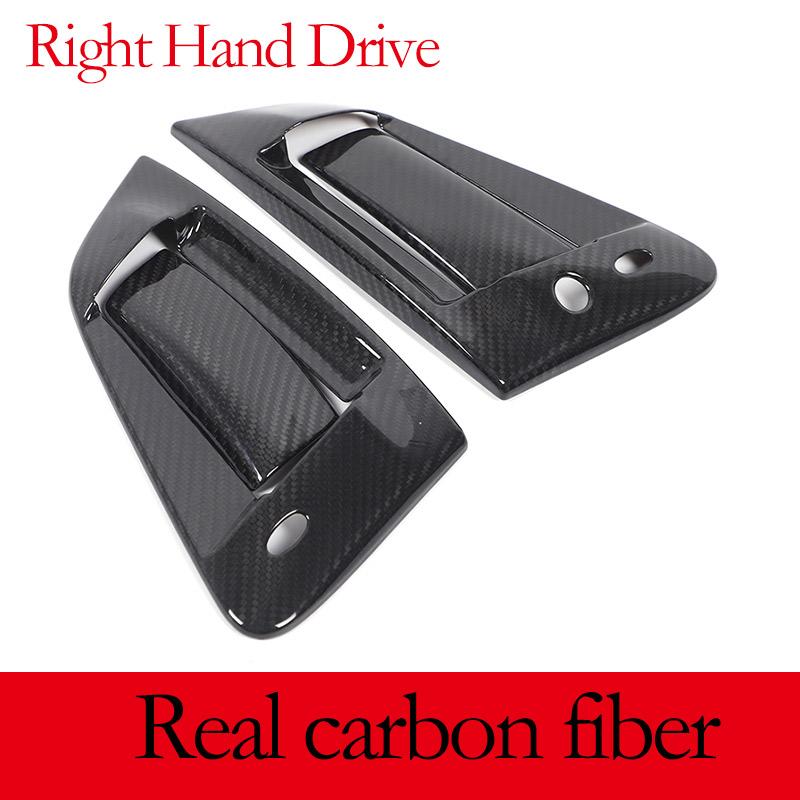 For NISSAN 370Z Z34 2009-2020 Carbon Fiber/Black Car Outer Door Handle Protective Cover Trim Stickers Exterior Accessories