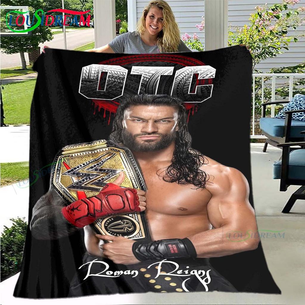 Fashion Wrestling Sport W-Wwe Print Blanket Flannel Thin Blanket Portable Home Travel Office Lunch Break Blanket Bath Towel Gift