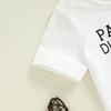 Baby Summer Outfits Letter Print Short Sleeve Round Neck Romper with Hat/Car Pattern Shorts and Headband Outfit