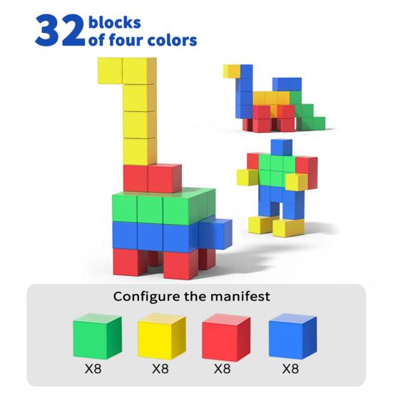 32/64/96Pcs/Set Magnetic Cube Building Block Preschool Learning Educational Colorful Building Brick Construction