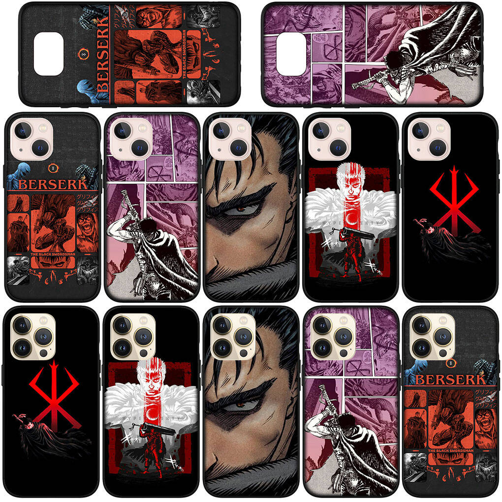 for iPhone 17 16 15 Xiaomi Poco F7 F8 X7 X6 F5 C85 C75 C71 M8 Redmi Note 14 13 12 11 Pro Max 14C 13C 15C A3 A4 Phone Case Anime Berserk Guts Cover
