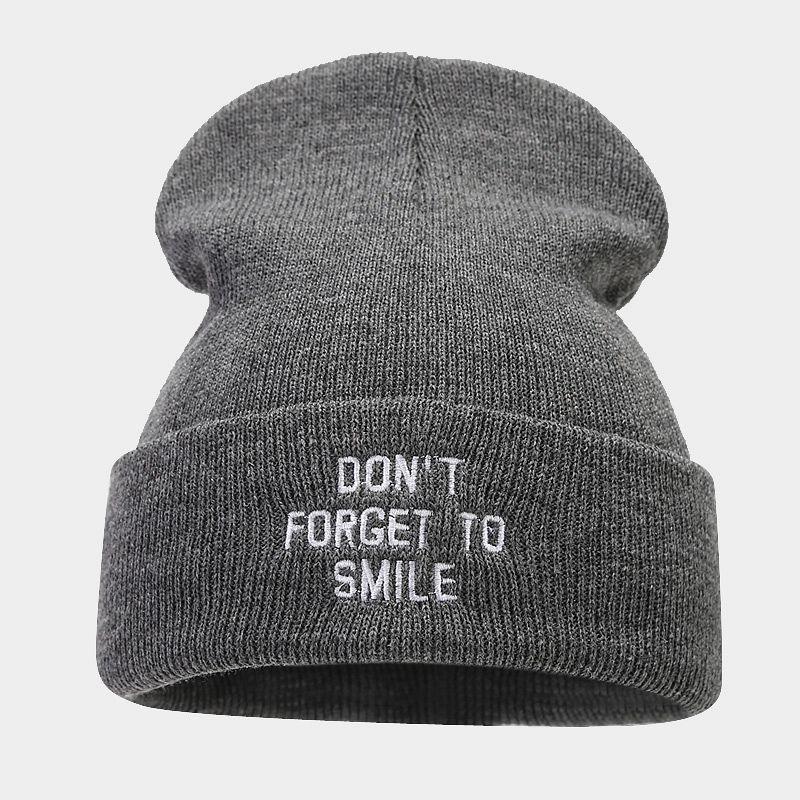 Trendy Brand Fashion Letter Embroidery Knitted Pullover Hat Women's Personality Simple Curling Heap Hat Men's Cold Hat
