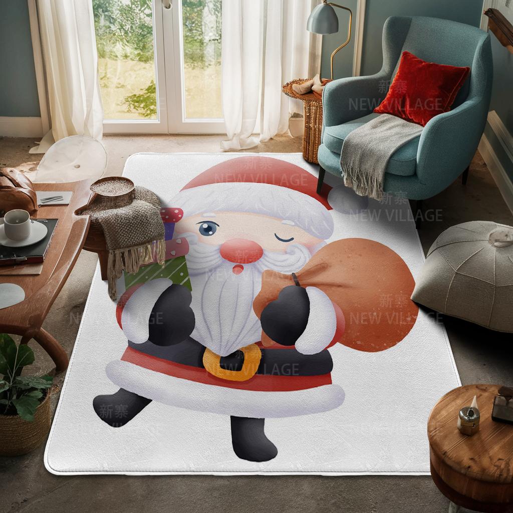 House Entrance Carpet Home Door Mat Living Room Bath Foot Bathroom Non-slip Water Absorption Rugs Bath Merry Christmas Winter