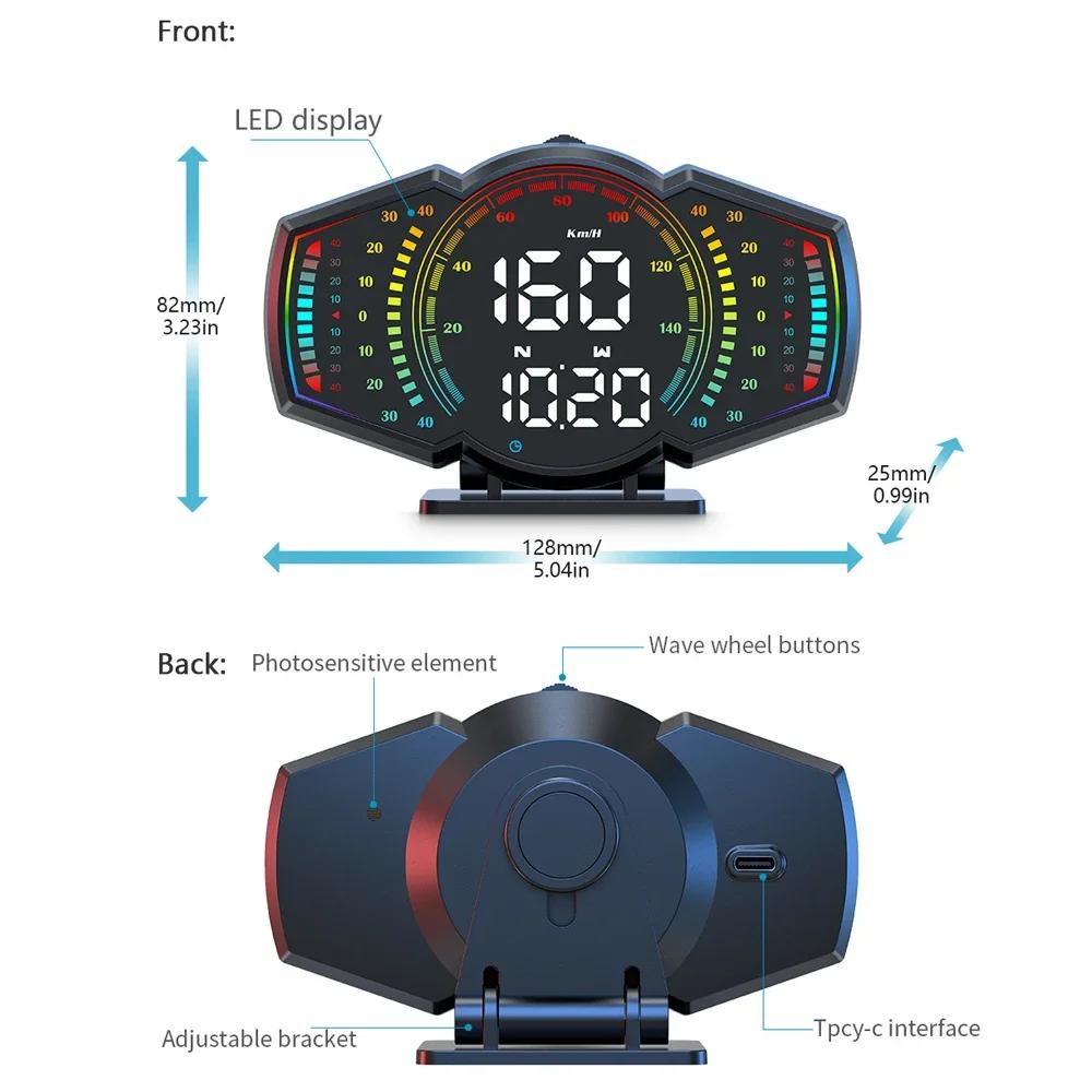 G18 HUD Head-Up Display GPS Speedometer Slope Meter Clock Compass with Overspeed Alarm Fuel Mileage Alarm Car Accessories