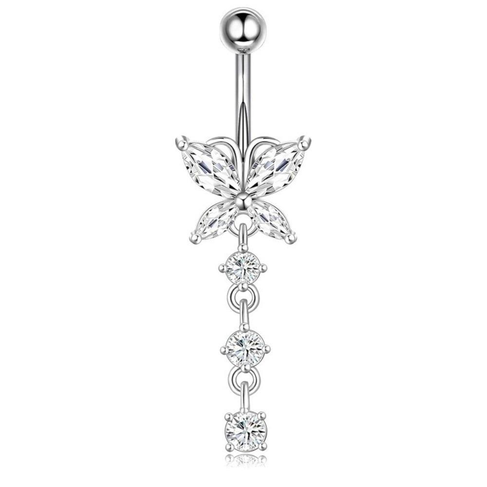 Butterfly Zircon Navel Ring Rhinestone Belly Button Ring Body Piercing Jewelry  Party Decoration