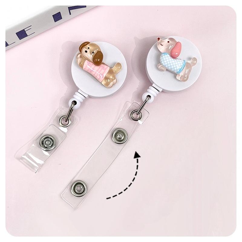 Cute Animal Retractable Badge Holder for Healthcare Workers60cm Extendable ID Card Reel with Secure Clip Puppy Design for Nurses