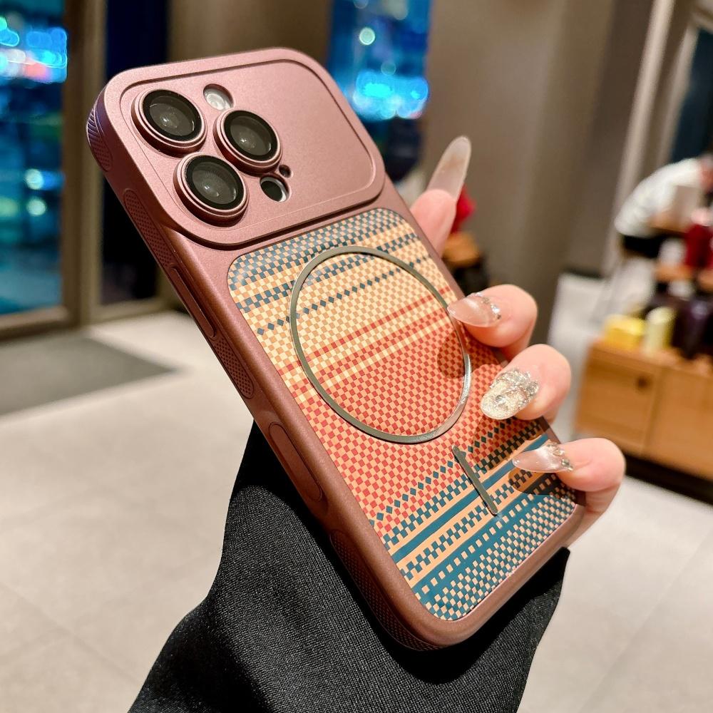 Matte Anti-Slip Kevlar Carbon Fiber Magnetic for Magsafe Case For iPhone 17 16 Pro Max 14 13 15 Pro Glass Lens Protection Cover
