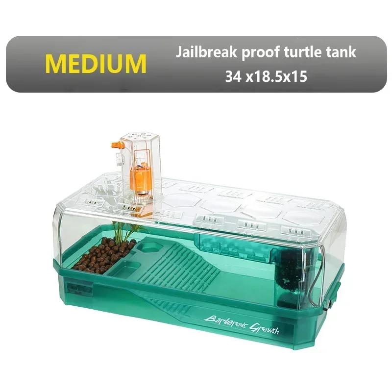 

Прозрачный резервуар для черепах Дом для купания Клетка для воды Среда обитания рептилий Резервуар для черепах с зоной для купания и разведения корма для плавания