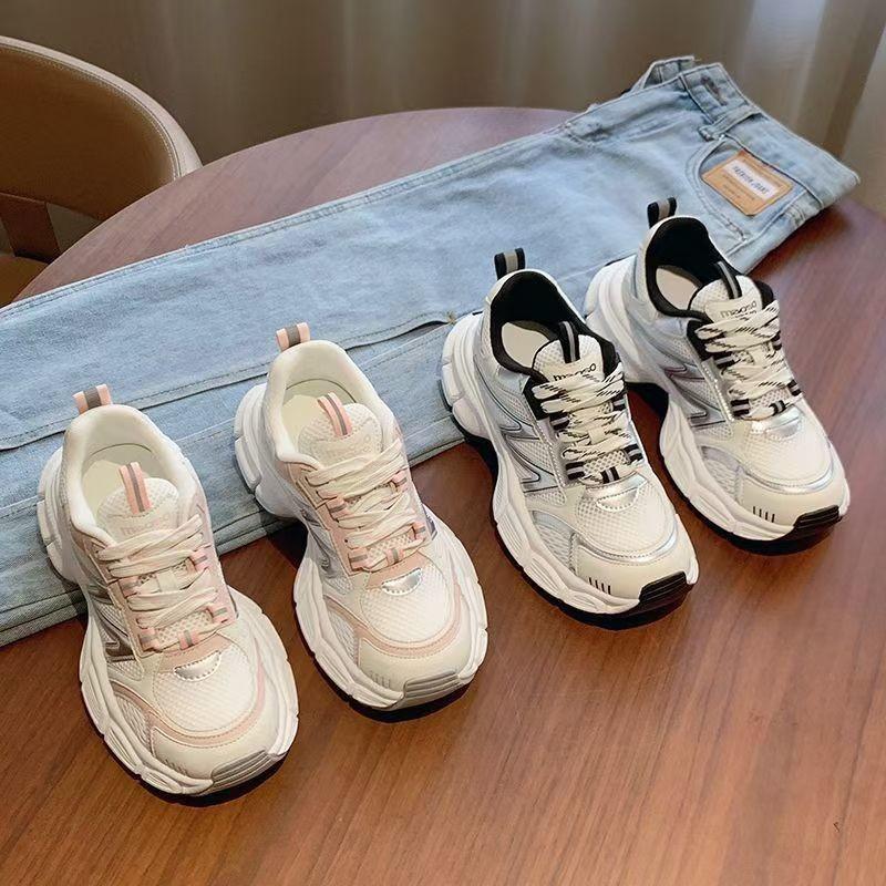 Breathable Heightening Dad Shoes Women 2025 Spring and Autumn Thin Lightweight Non-slip Sports Casual Shoes Muffin Commuter Shoes