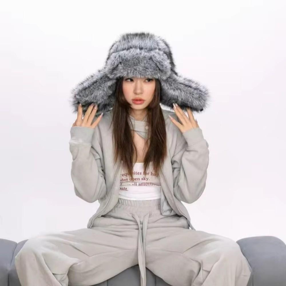 Thick Plush Bomber Hat Fluffy Earflap Hat Fashion Ushanka Hat For Women Men
