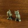 Brass Solid Owl Ornament Creative Home Decoration Copper Carving Handicraft Tea Pet